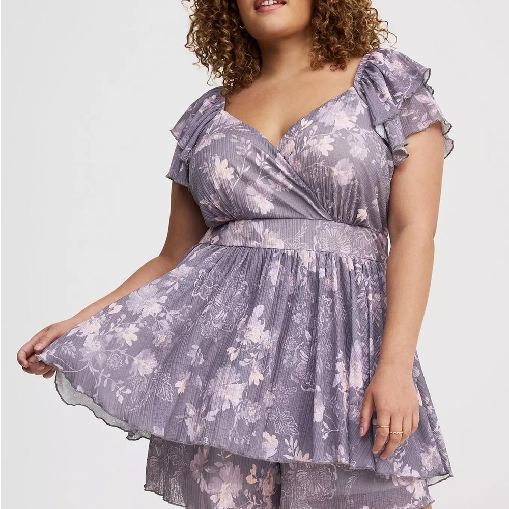 torrid Lavender Floral Wrap Mini Dress